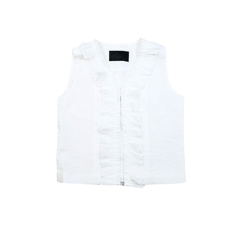 <KR> V領荷葉邊無袖背心馬甲 WVT3285
